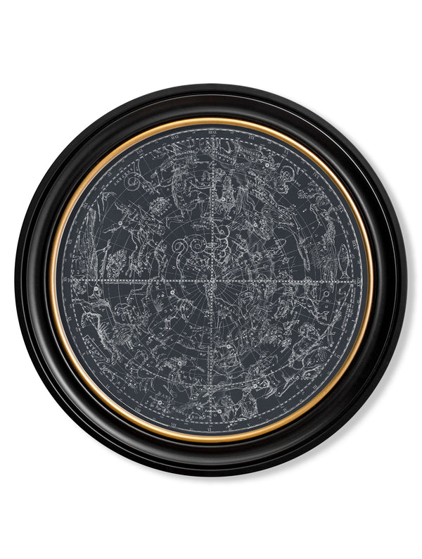 c.1800 Map of Constellations - Round Frame