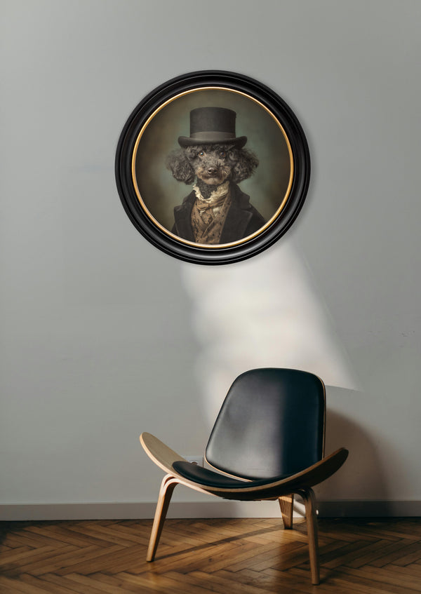 Sir Poodleton - Gentleman Poodle Oxford Round Frame