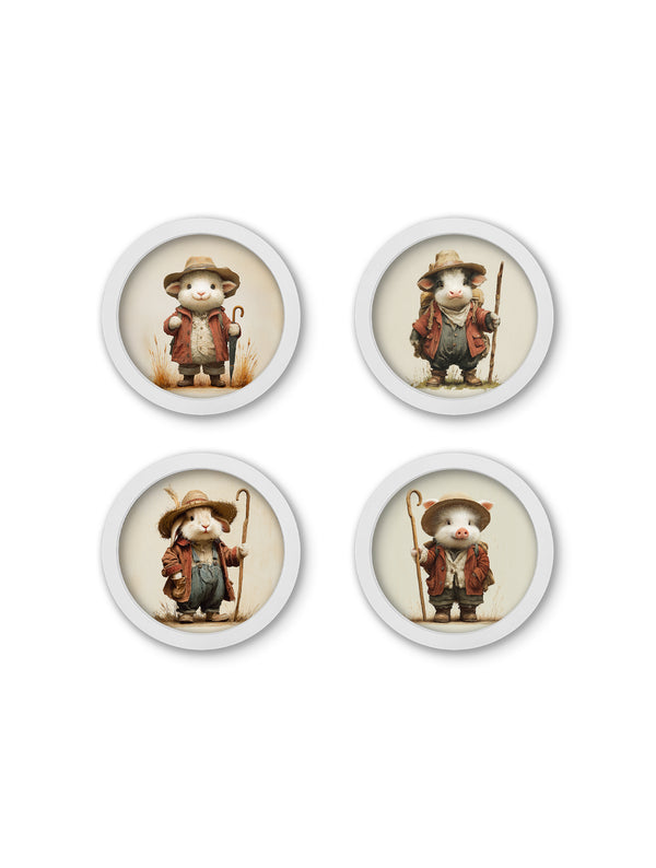 The Little Farmers - 30cm White Round Box Frame