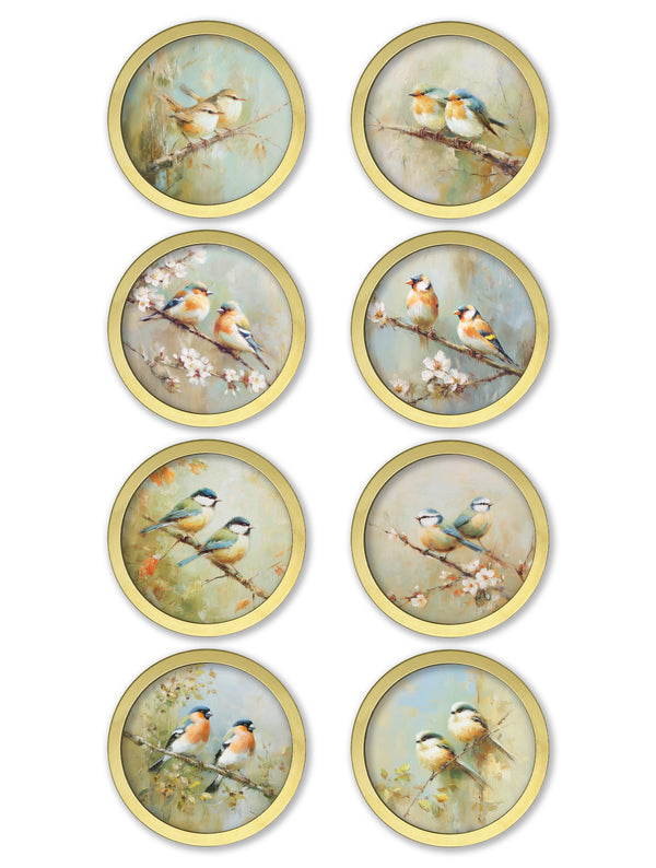 Garden Birds - 30cm Gold Round Box Frame