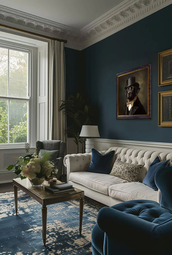 Lord Wagsalot - Gentleman Black Labrador Oxford Square Frame