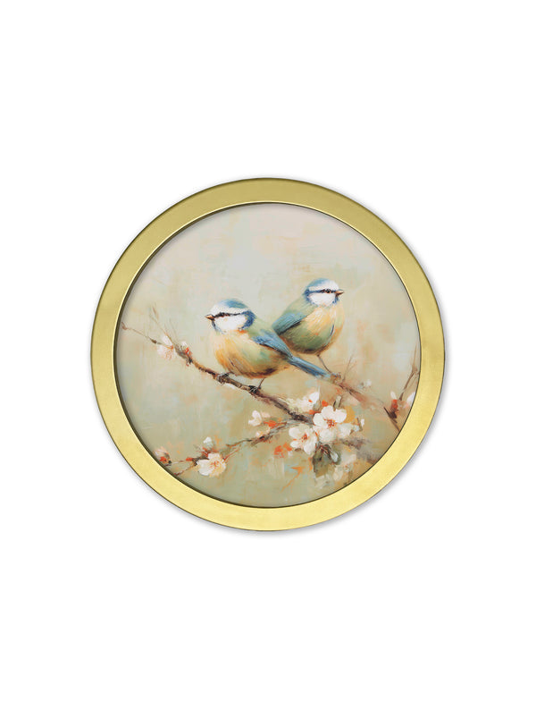 Garden Birds - 30cm Gold Round Box Frame