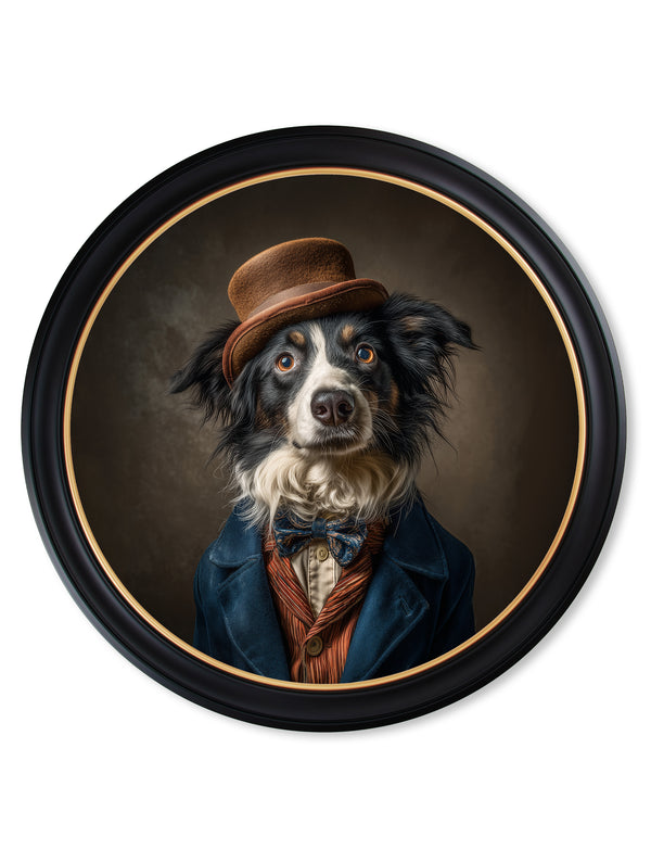 Lord Shearlock - Gentleman Border Collie Oxford round frame