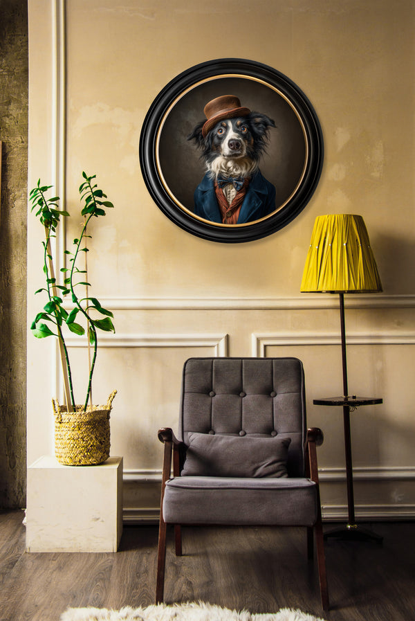 Lord Shearlock - Gentleman Border Collie Oxford Round Frame