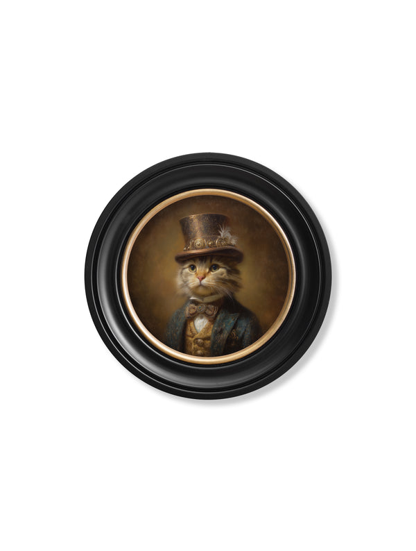 Lord Whiskerby - Gentleman Tabby Cat Oxford round frame