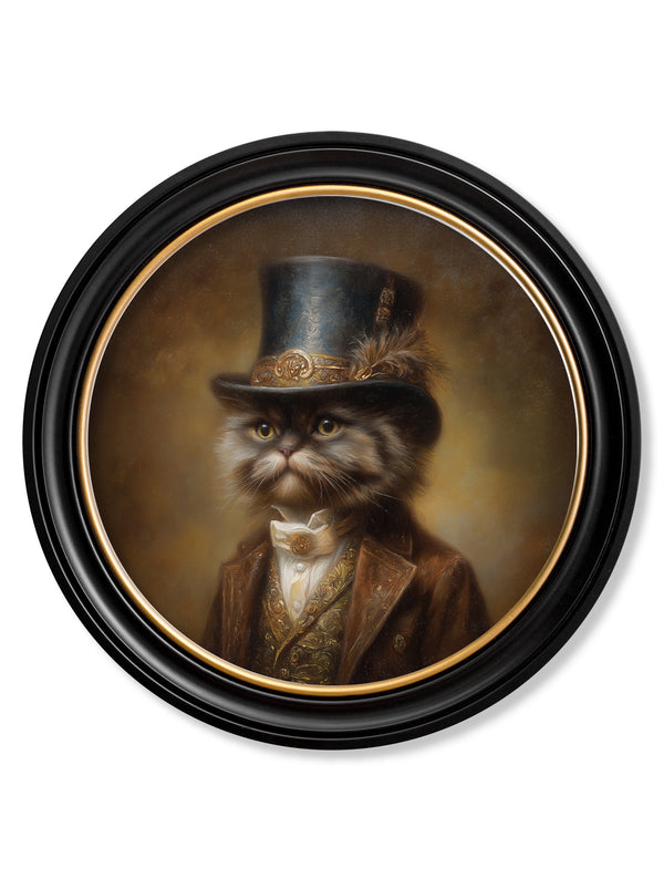 Sir Fluffington - Gentleman Persian Cat Oxford round frame