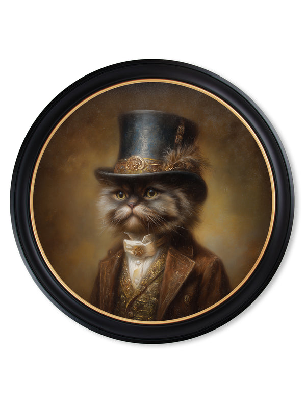 Sir Fluffington - Gentleman Persian Cat Oxford round frame