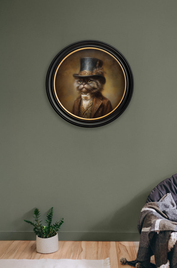 Sir Fluffington - Gentleman Persian Cat Oxford Round Frame
