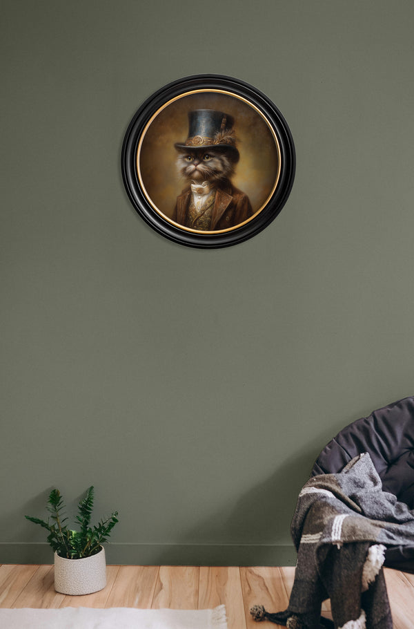 Sir Fluffington - Gentleman Persian Cat Oxford round frame