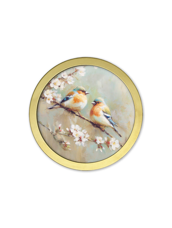 Garden Birds - 30cm Gold Round Box Frame