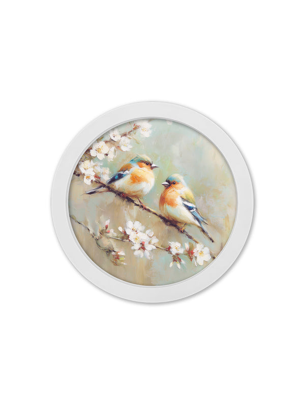 Garden Birds - 30cm White Round Box Frame