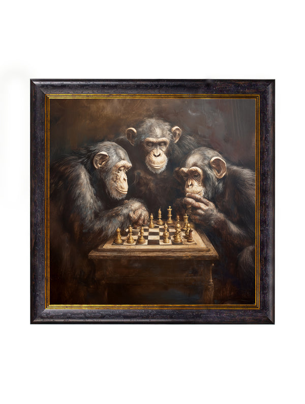The Chess-Playing Chimps - Oxford Square Frame