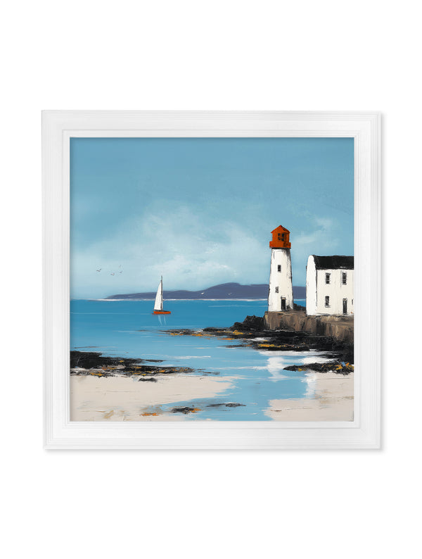 The Coastal Lighthouse - White Hurstwood Square Frame