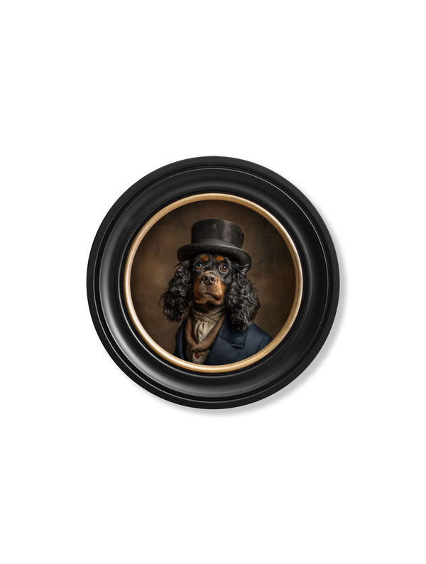 Lord Longears -  Gentleman Cocker Spaniel Oxford round frame