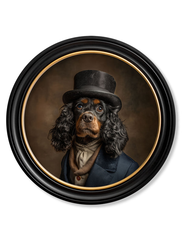 Lord Longears -  Gentleman Cocker Spaniel Oxford round frame