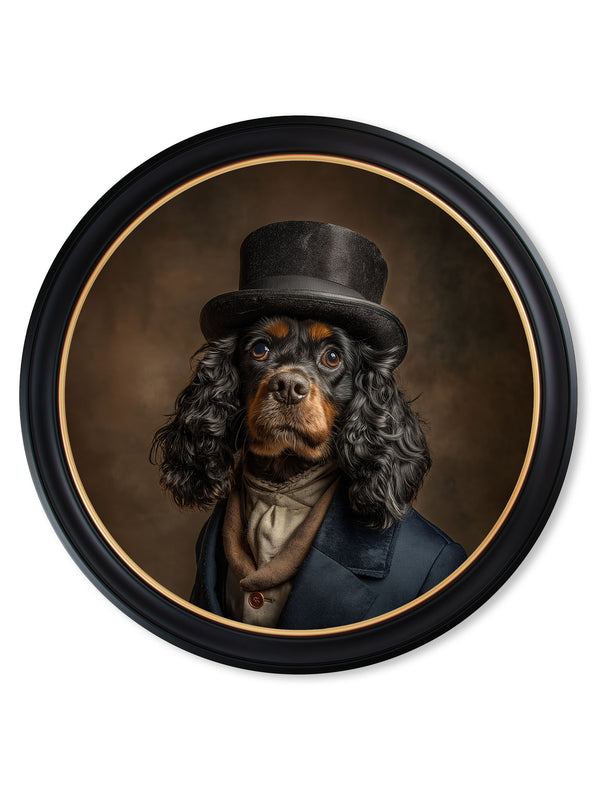 Lord Longears -  Gentleman Cocker Spaniel Oxford round frame