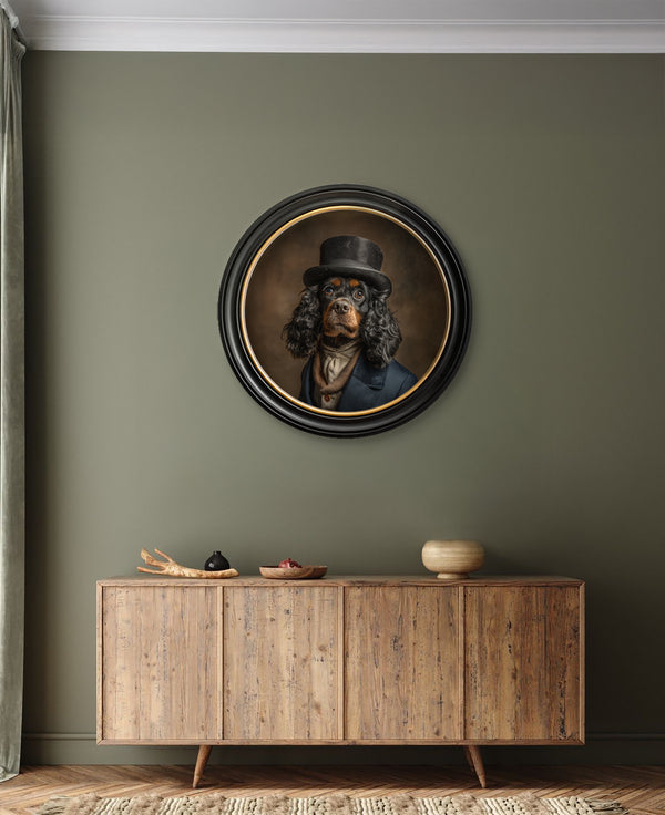Lord Longears -  Gentleman Cocker Spaniel Oxford Round Frame