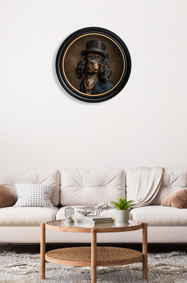 Lord Longears -  Gentleman Cocker Spaniel Oxford round frame