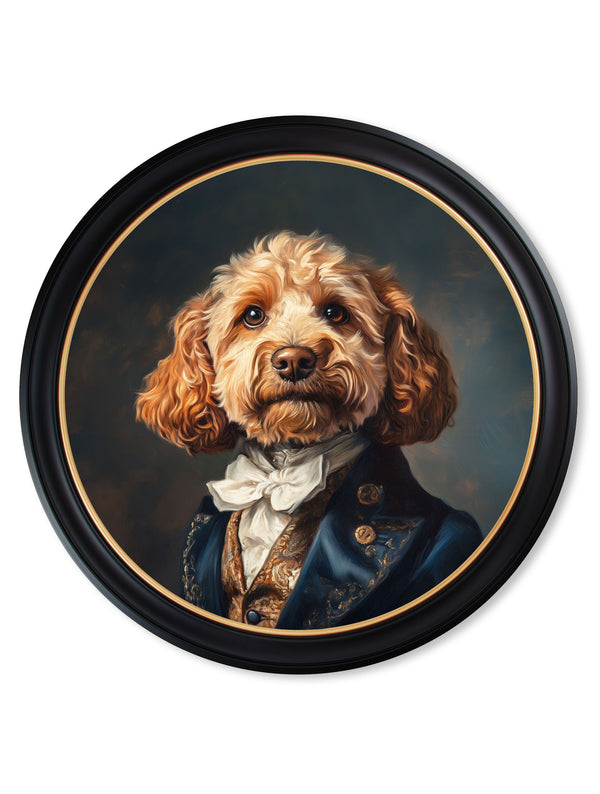 Sir Barkington - Gentleman Cockapoo Oxford round frame