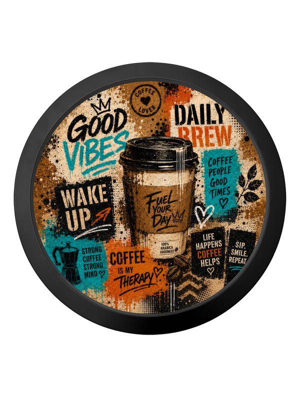The Coffee Graffiti - Slim Black Round Frame