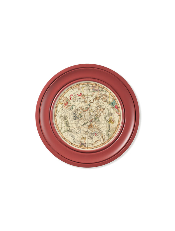 c.1820 Map of Constellations - Round Frame Red