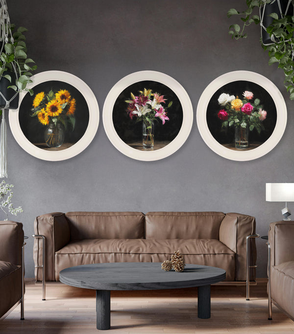 Lilies After Dark - Oxford Strong White Round Frame