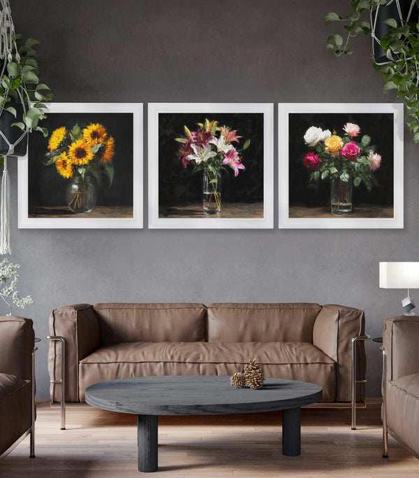 Lilies After Dark - White Hurstwood Square Frame