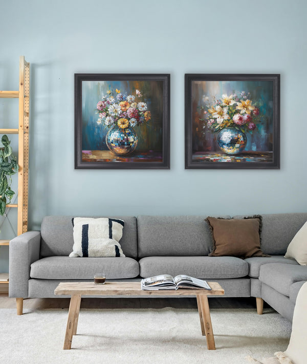 Disco Wildflowers - Black Hurstwood Square Frame