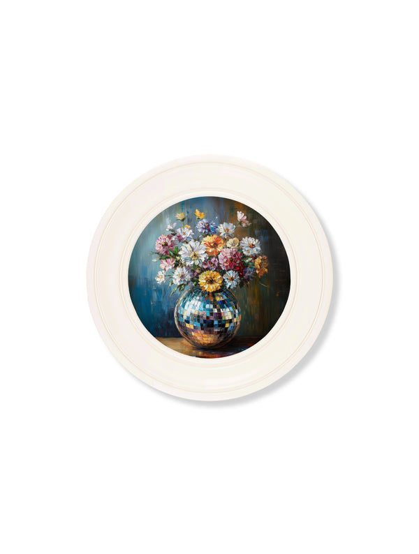 Disco Wildflowers - Oxford Strong White Round Frame