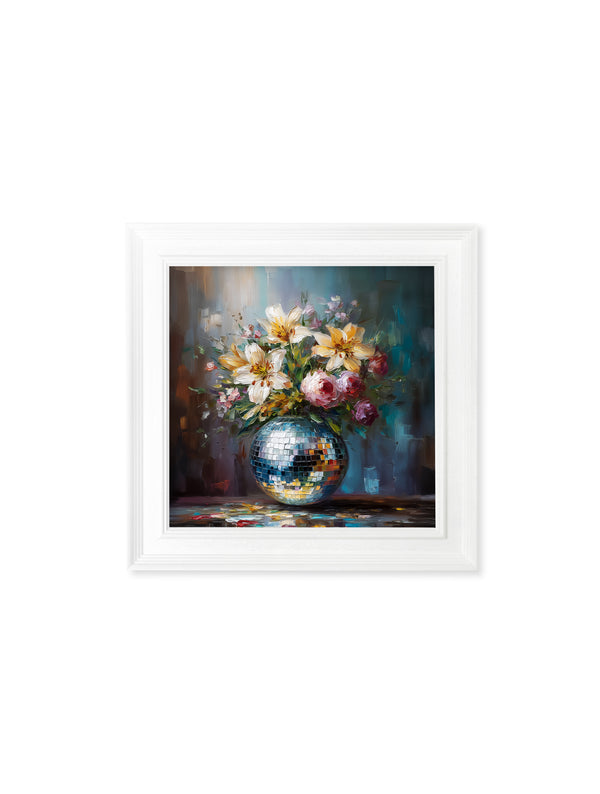 Disco Lilies & Roses - White Hurstwood Square Frame