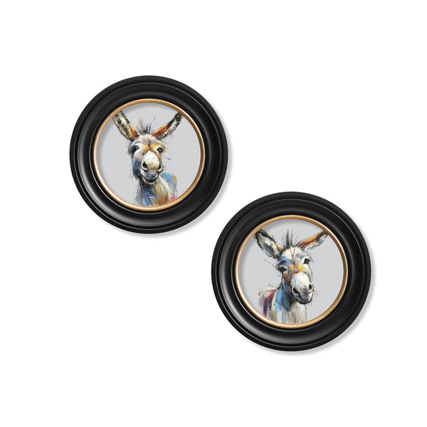 Donkey Jack & Jennet Cosy Sketch - Oxford Round Frame