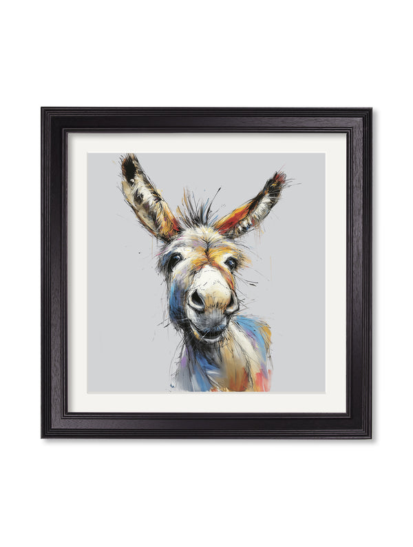 Donkey Jack & Jennet Cosy Sketch - Black Hurstwood Square Frame