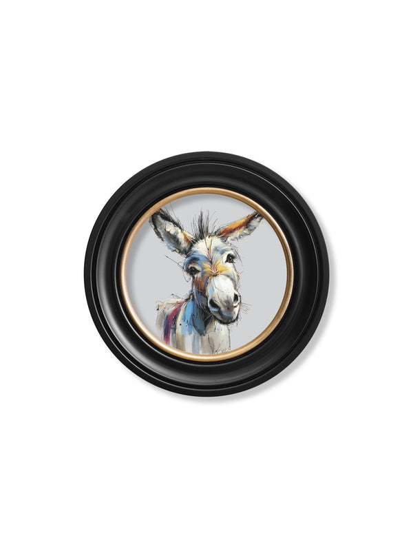 Donkey Jack & Jennet Cosy Sketch - Oxford Round Frame