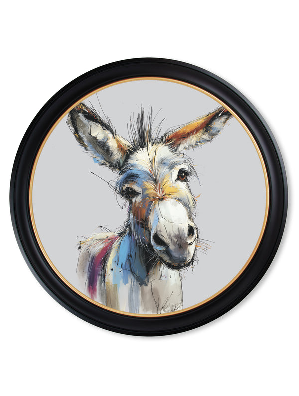 Donkey Jack & Jennet Cosy Sketch - Oxford Round Frame