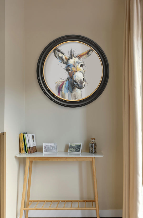 Donkey Jack & Jennet Cosy Sketch - Oxford Round Frame