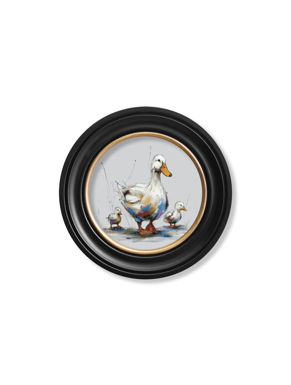 Family of Ducks Cosy Sketch - Oxford Round Frame