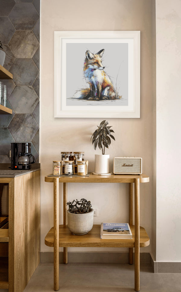 Little Fox Cosy Sketch - Cream Hurstwood Square Frame