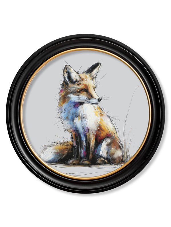Little Fox Cosy Sketch - Oxford Round Frame