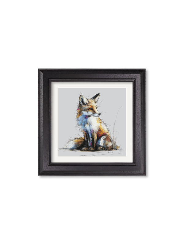 Little Fox Cosy Sketch - Black Hurstwood Square Frame