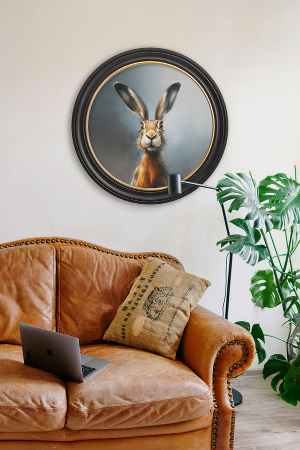 A Curious Hare - Oxford Round Frame