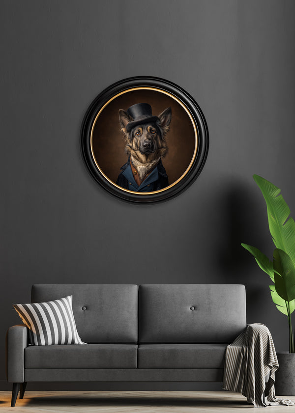 Count Von Shepherd - Gentleman German Shepherd Oxford Round Frame
