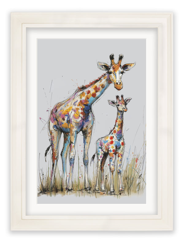 Family of Giraffes Cosy Sketch - Cream Hurstwood Frame