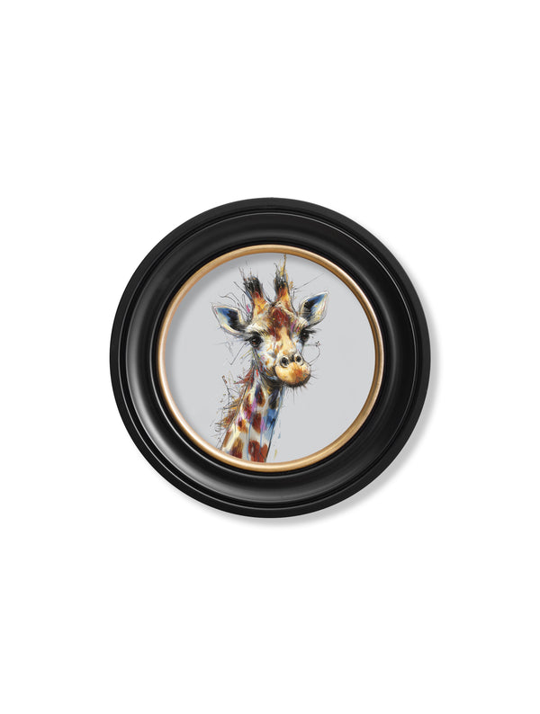 Tall Giraffe Cosy Sketch - Oxford Round Frame