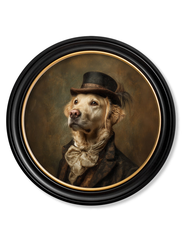 Lord Goldpaw - Gentleman Golden Labrador Oxford round frame