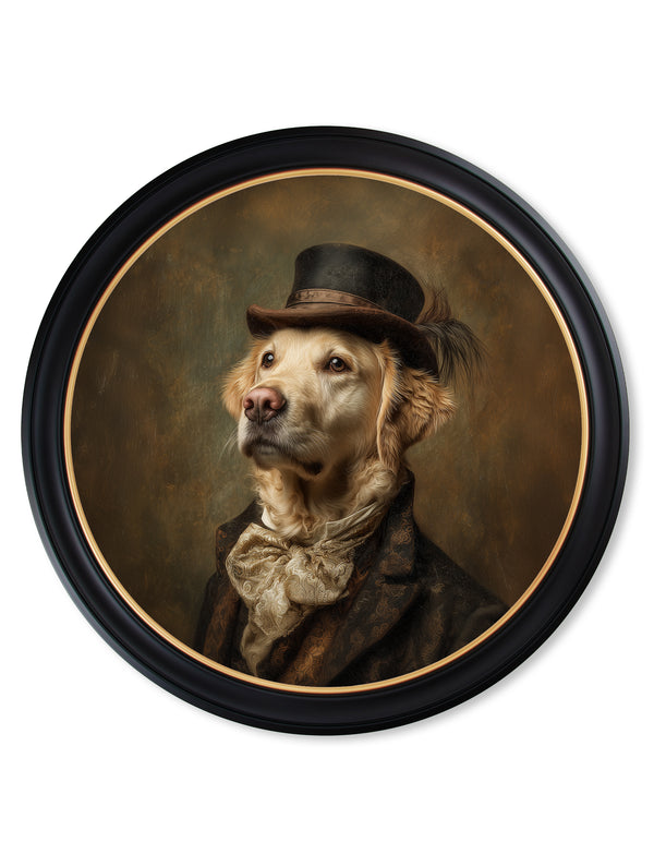 Lord Goldpaw - Gentleman Golden Labrador Oxford round frame