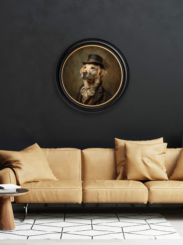 Lord Goldpaw - Gentleman Golden Labrador Oxford Round Frame