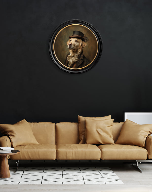 Lord Goldpaw - Gentleman Golden Labrador Oxford round frame