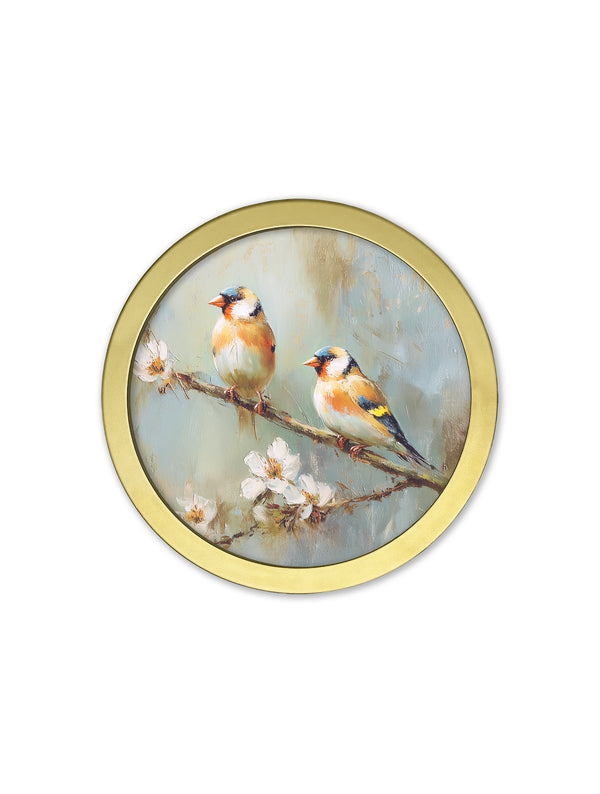 Garden Birds - 30cm Gold Round Box Frame