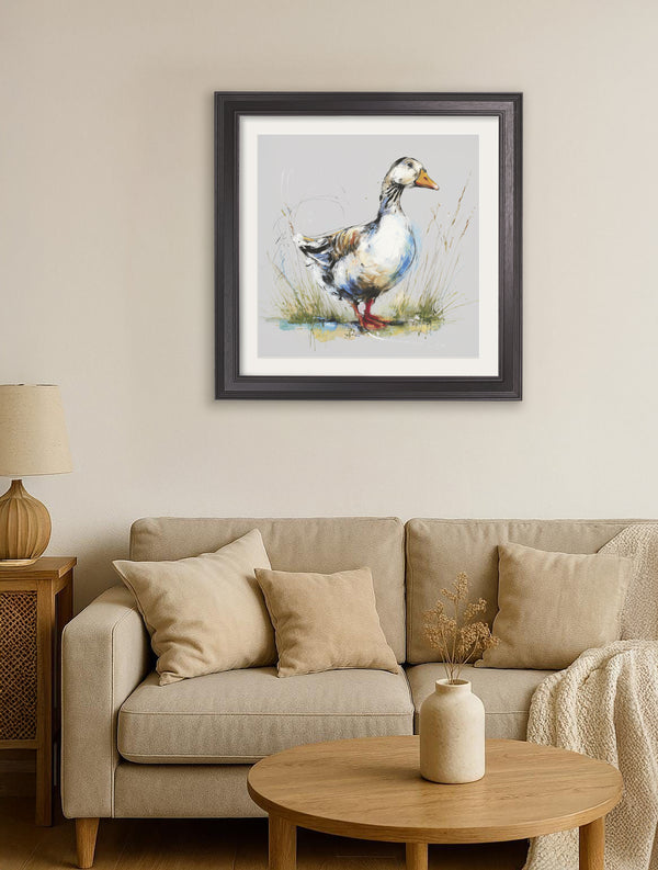 White Goose Cosy Sketch - Black Hurstwood Square Frame