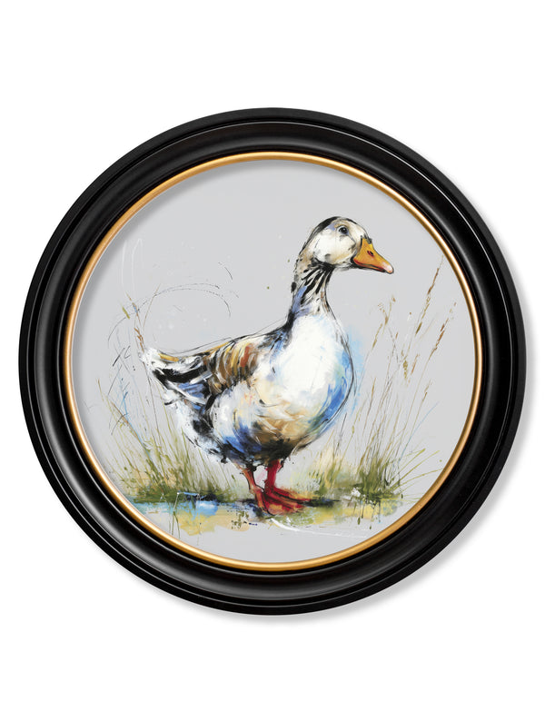 White Goose Cosy Sketch - Oxford Round Frame
